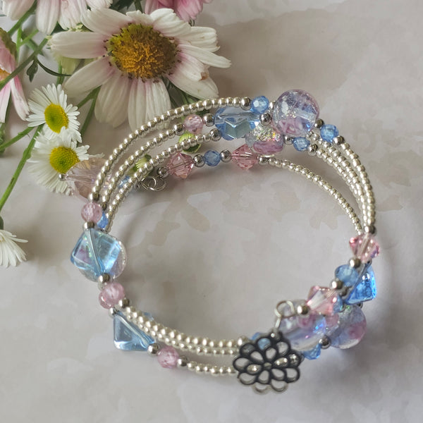 Lampwork Wraparound Bracelet - Silver