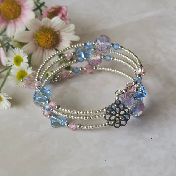 Lampwork Wraparound Bracelet - Silver