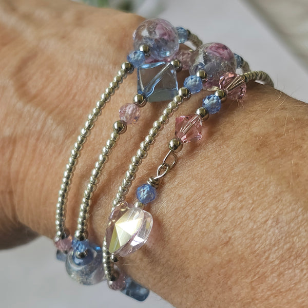 Lampwork Wraparound Bracelet - Silver
