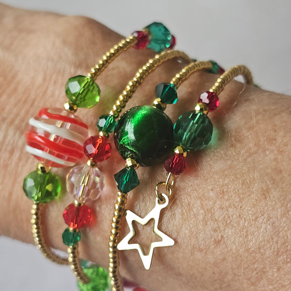 Christmas Wraparound Bracelet in Gold