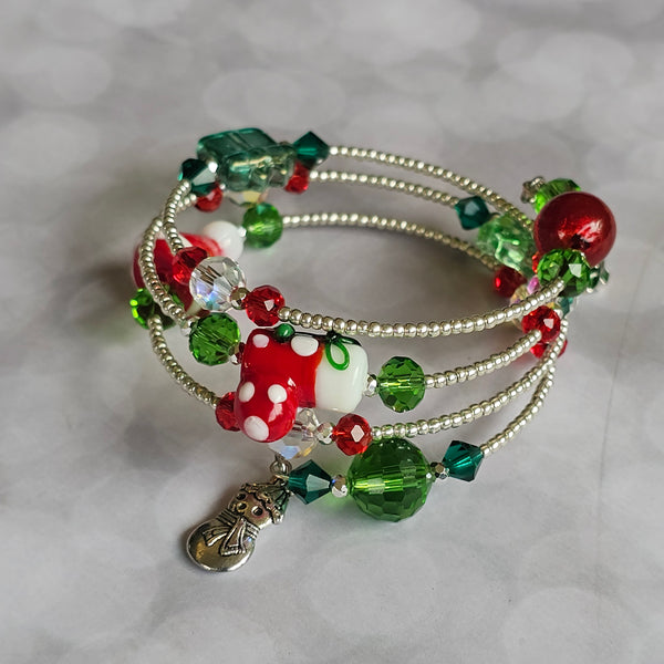 Christmas Wraparound Bracelet in Silver - Larger Size
