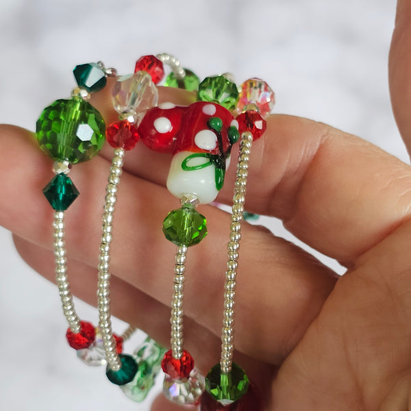 Christmas Wraparound Bracelet in Silver - Larger Size