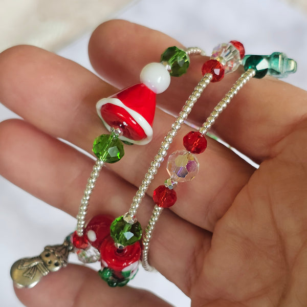 Christmas Wraparound Bracelet in Silver - Larger Size