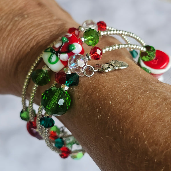 Christmas Wraparound Bracelet in Silver - Larger Size