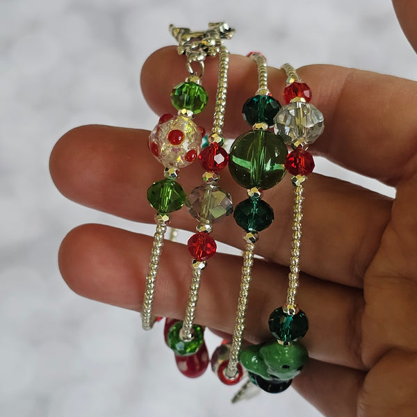 Christmas Wraparound Bracelet in Silver - Larger Size