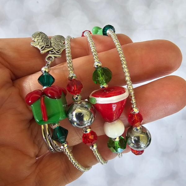 Christmas Wraparound Bracelet in Silver - Larger Size