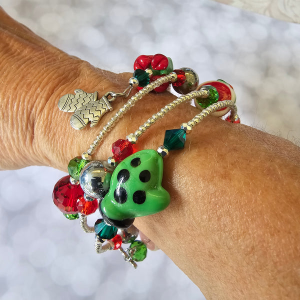 Christmas Wraparound Bracelet in Silver - Larger Size