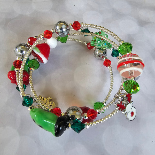 Christmas Wraparound Bracelet in Silver - Larger Size