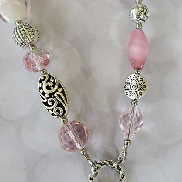 Long Pink Beaded Necklace
