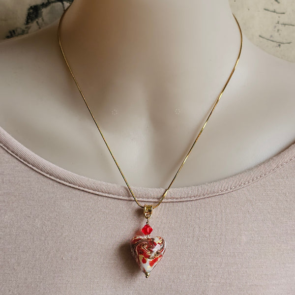 Marbled Murano Glass Heart Pendant