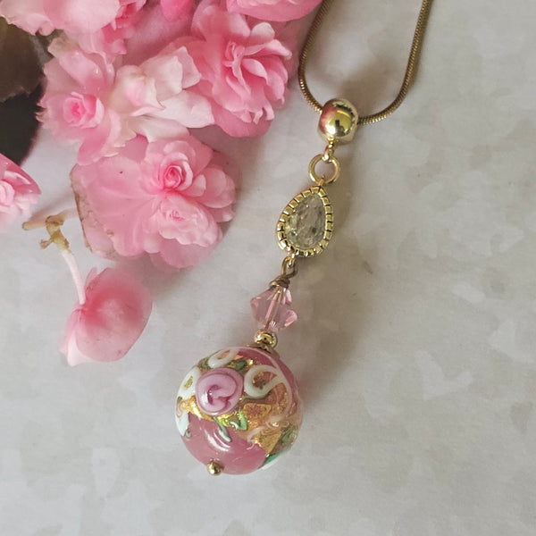 Wedding Cake Murano Glass Pendant in Gold