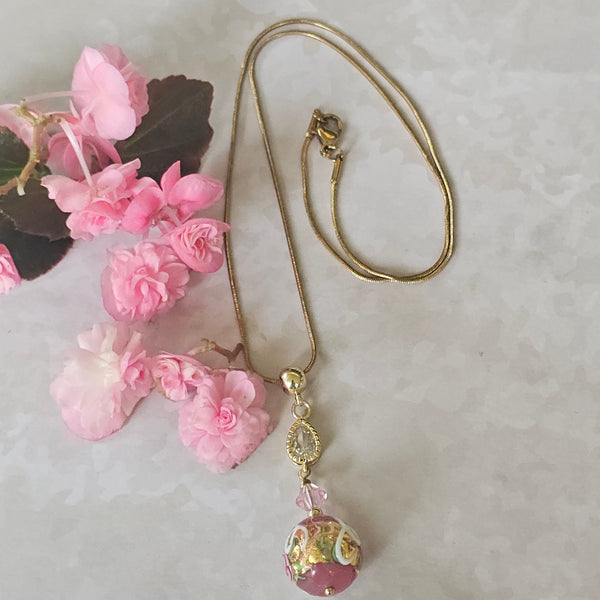 Wedding Cake Murano Glass Pendant in Gold