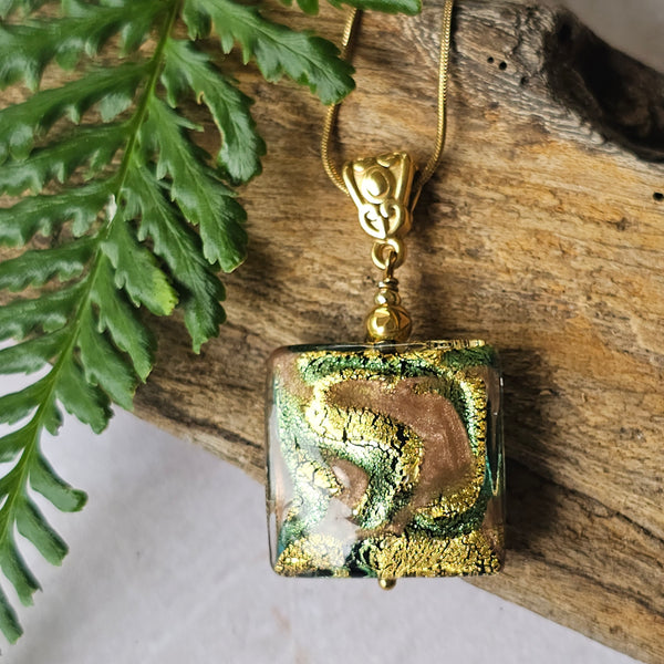 Sospire Gold Foil Murano Glass Pendant
