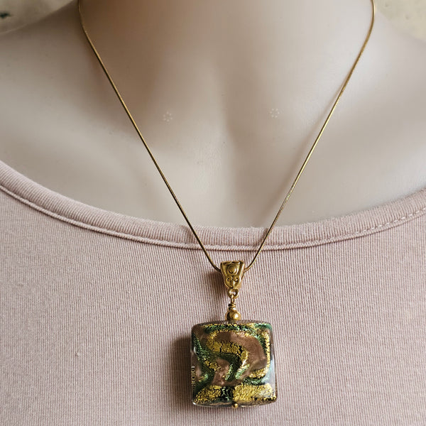 Sospire Gold Foil Murano Glass Pendant