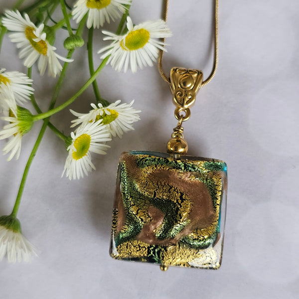 Sospire Gold Foil Murano Glass Pendant