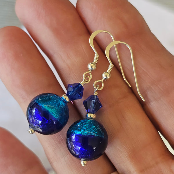 Silver Foil Bicolour Murano Glass Earrings