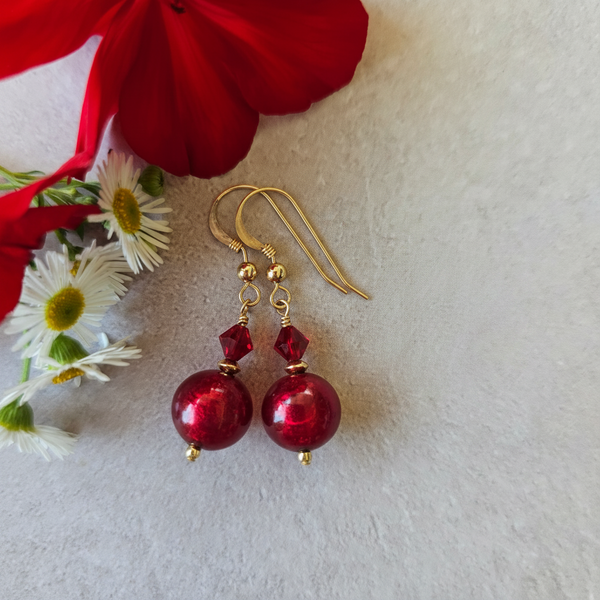 Red Gold Foil Earrings