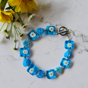 Aqua Blue Millefiori Bracelet