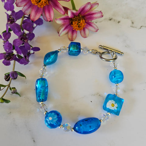 Aqua Blue Murano Glass Bracelet