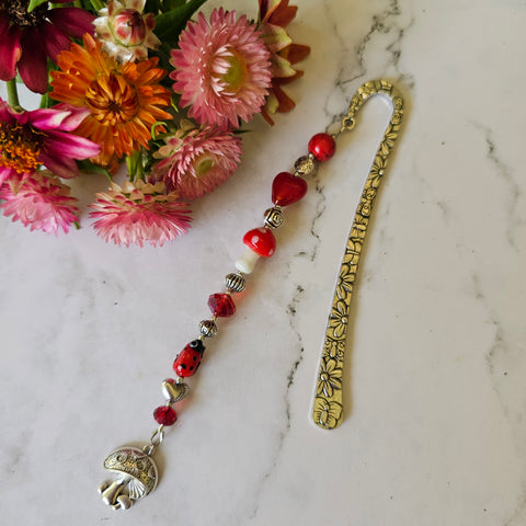 Bookmark Red with Toadstool