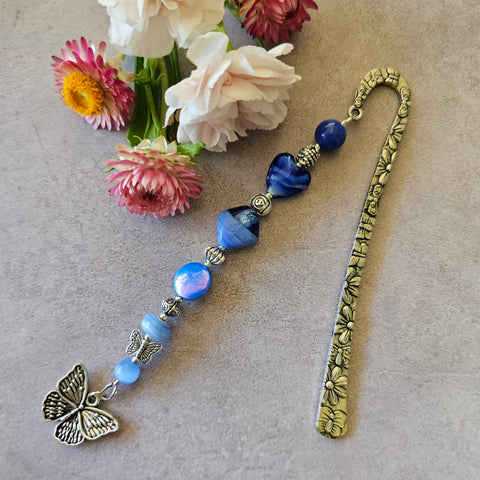 Bookmark Two-Tone Blue with Butterfly