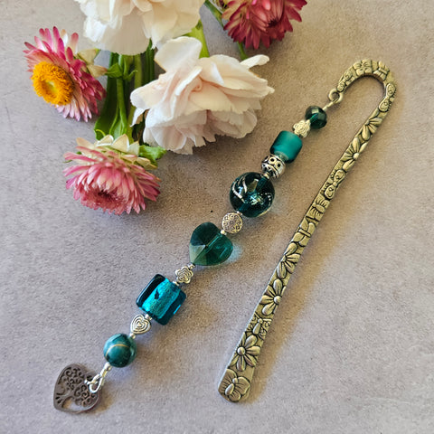 Bookmark Teal with Tree of Life Heart