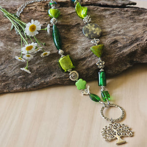 Shades of Green Long Necklace