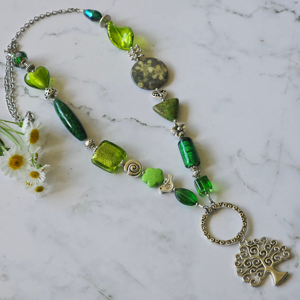Shades of Green Long Necklace