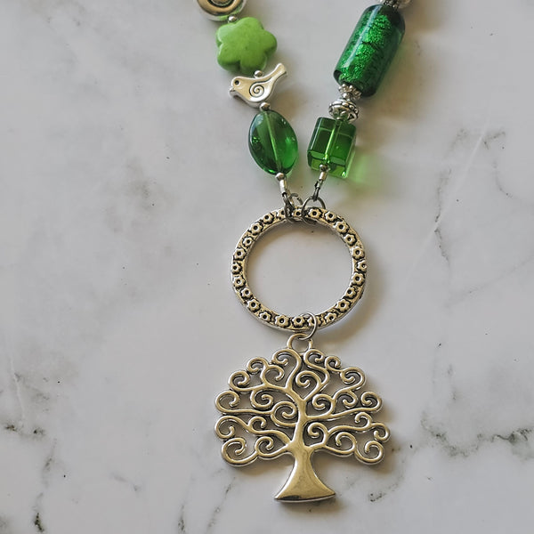 Shades of Green Long Necklace