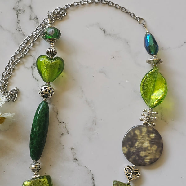 Shades of Green Long Necklace