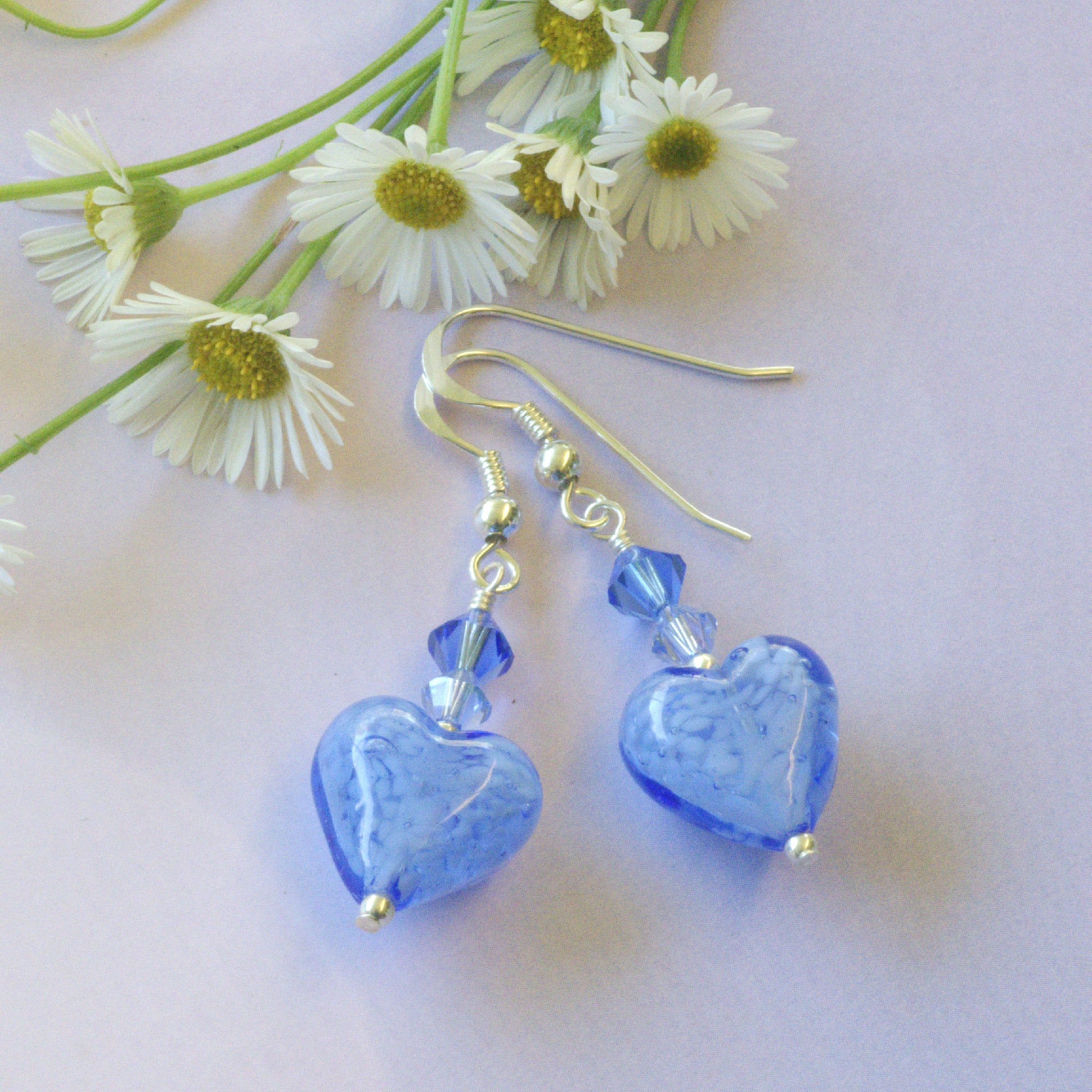 Murano Glass "Cloud" Heart Earrings