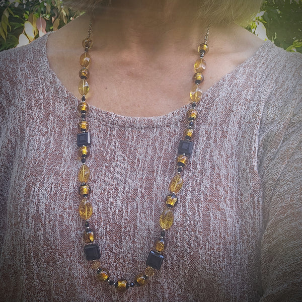 Amber and Black Luminescent Necklace