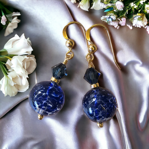 Navy Murano Glass Earrings