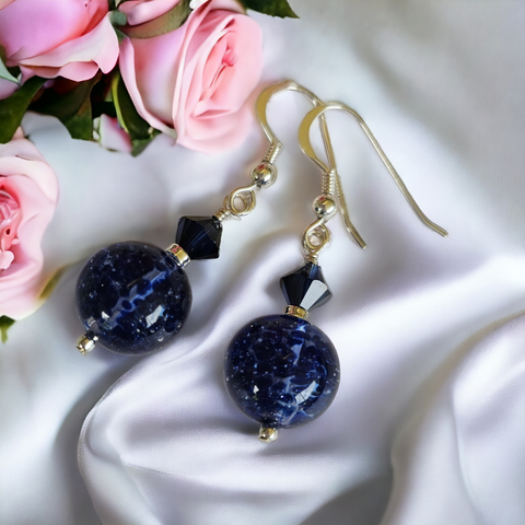 Navy Murano Glass Earrings