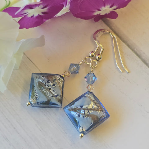 Murano Foil Glass Diagonal Squares