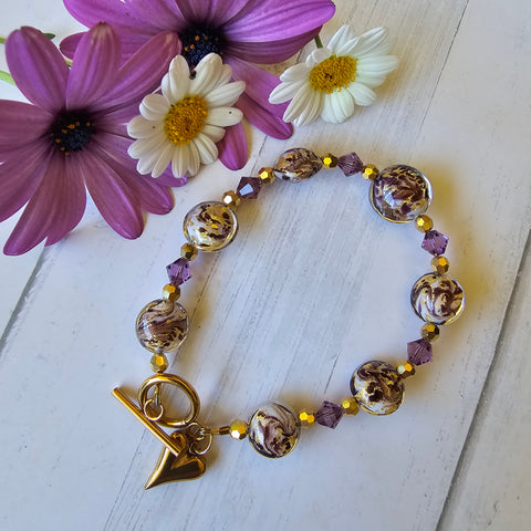 Marbled Murano Glass Bracelet 20cm