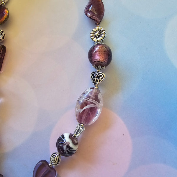 Long Purple/Amethyst Beaded Necklace