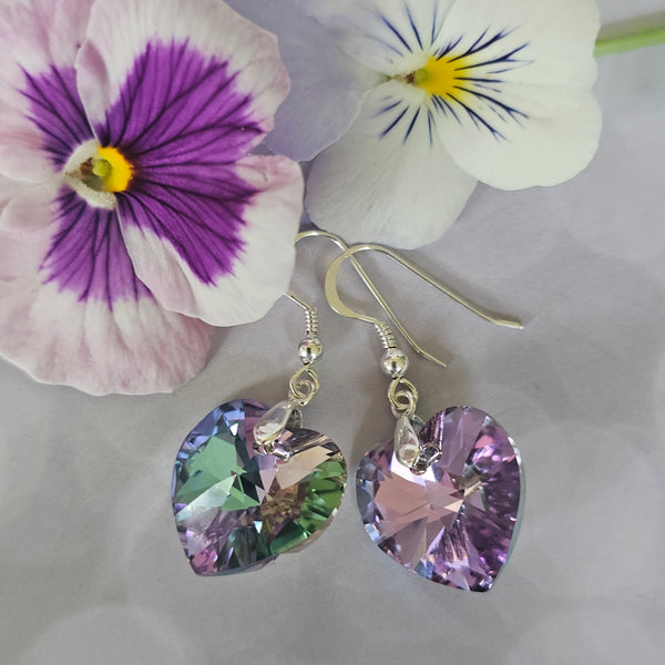 Swarovski Crystal Heart Earrings - Large