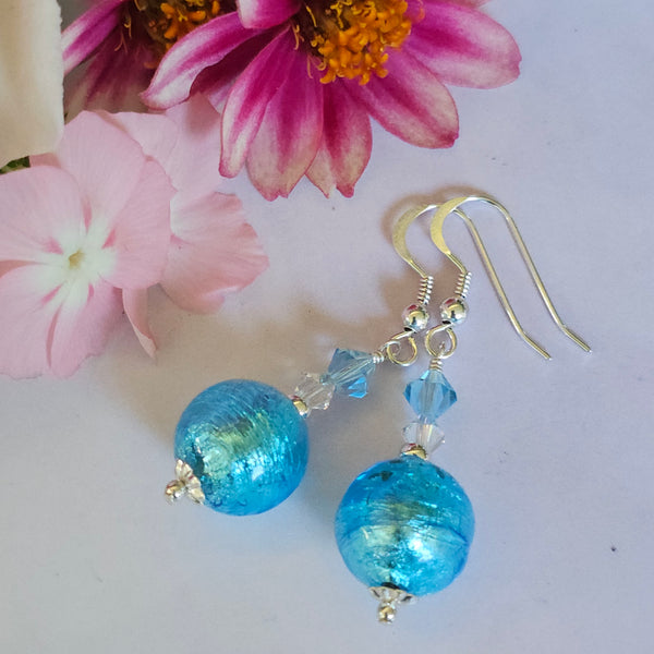 Silver Foil Murano Glass Earrings