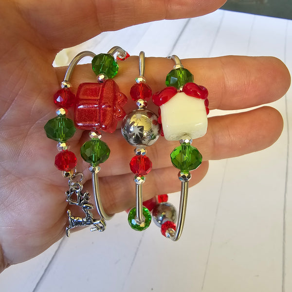 Christmas Lampwork Wraparound Bracelet