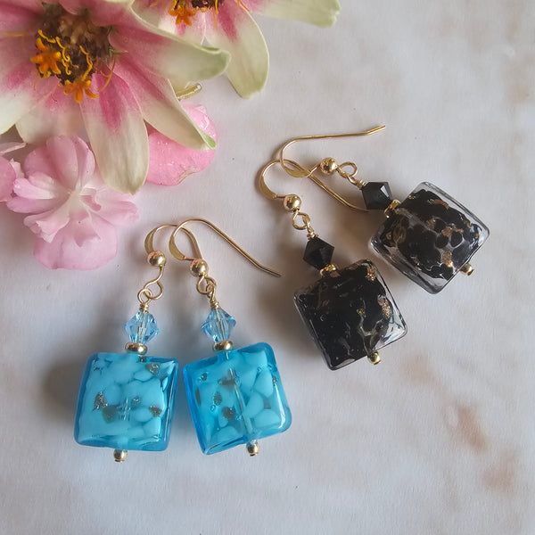 Vela Square Murano Glass Earrings