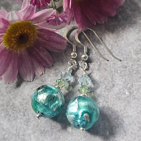 Machiavelli Murano Glass Earrings Teal