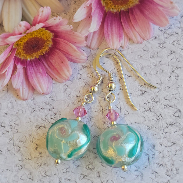Murano Glass Lampwork Disc Earrings