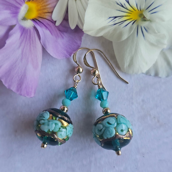 Bed of Roses Exterior Gold Earrings