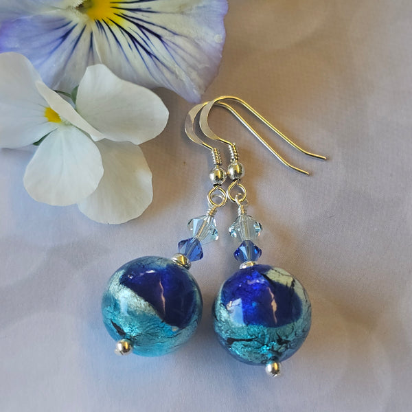 Machiavelli Silver Foil Murano Glass Earrings