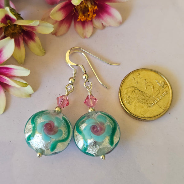Murano Glass Lampwork Disc Earrings
