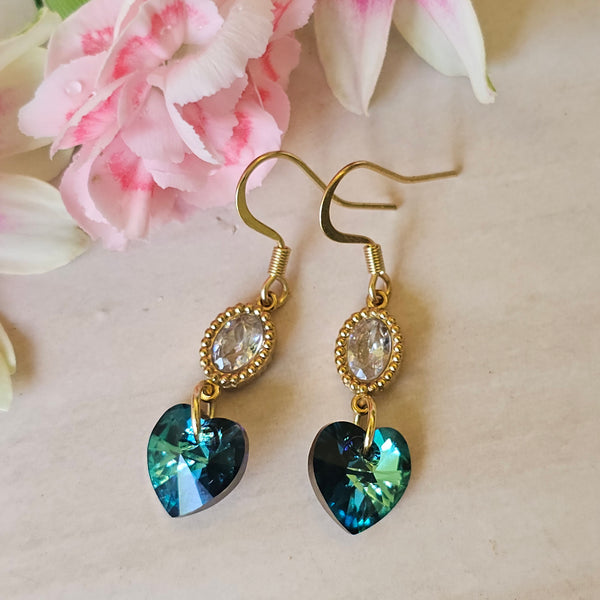 Swarovski Crystal Heart Dangles (Gold colour)