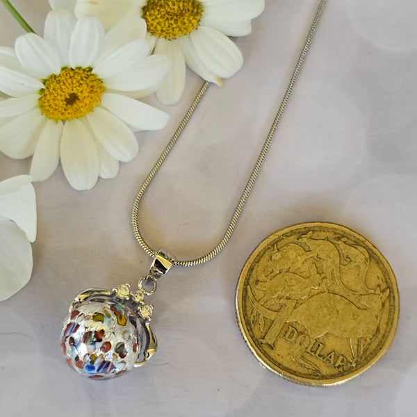 Murano Glass Multicoloured Silver Foil Pendant