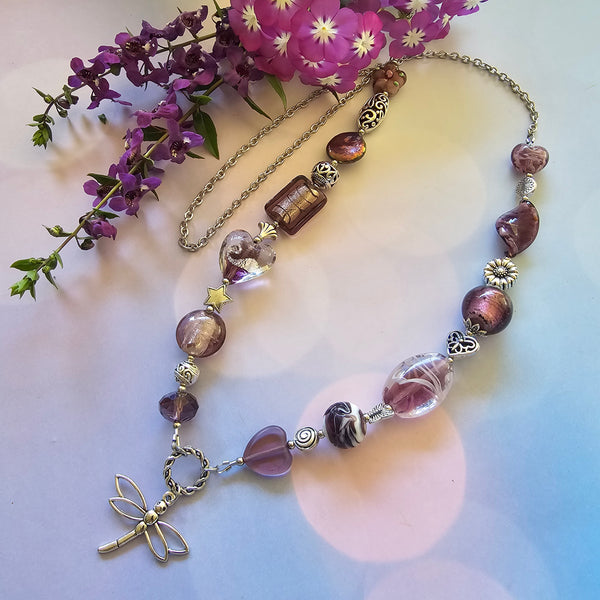 Long Purple/Amethyst Beaded Necklace