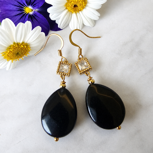 Obsidian Teardrop Earrings